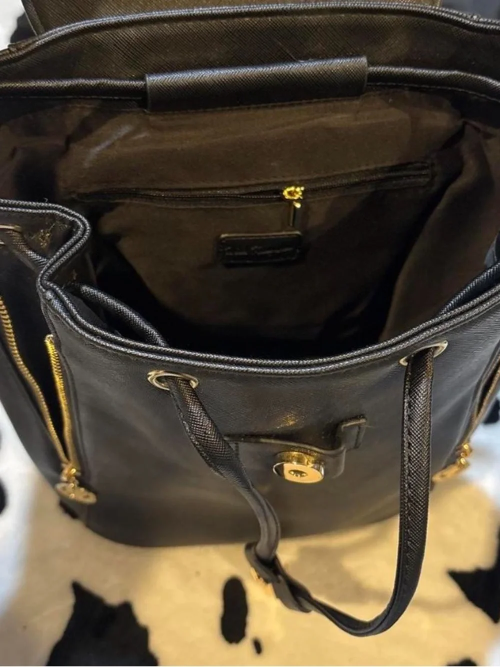 Structured Black Tote with Gold Accent - Women’s Everyday Carry